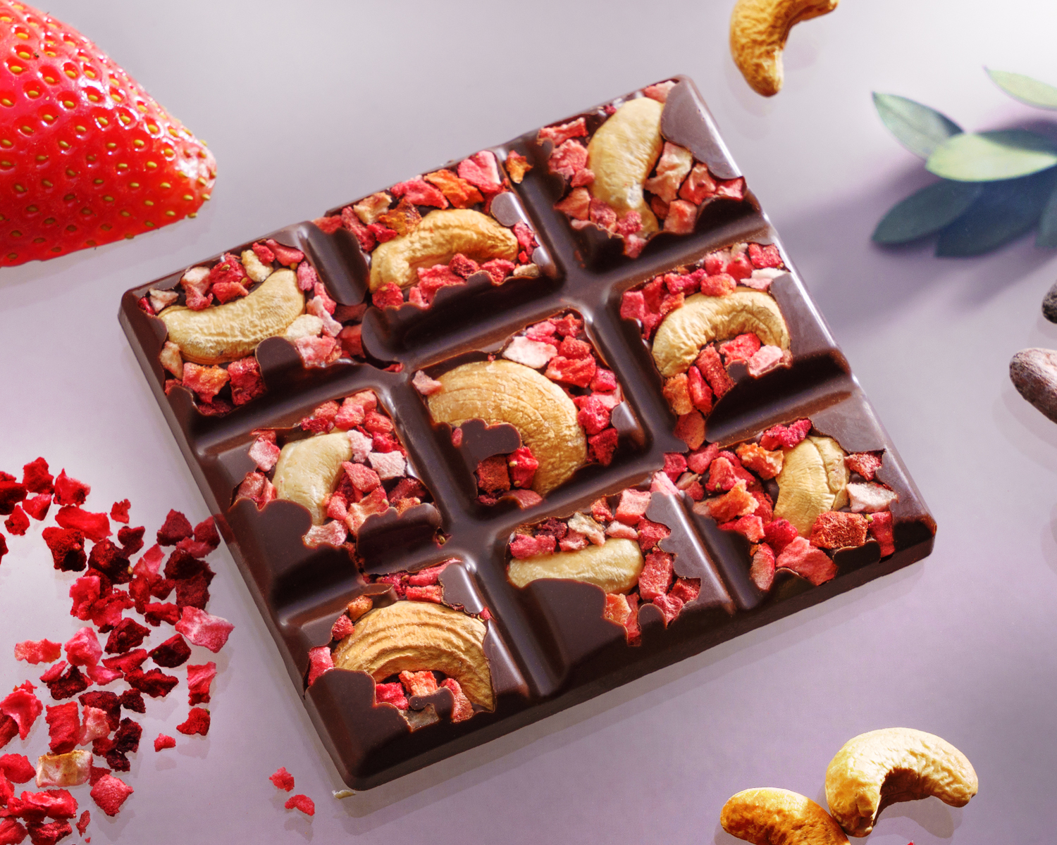                          APRIORI Wellness 50г Шок плитка горькая без сахара с кешью и клубникой