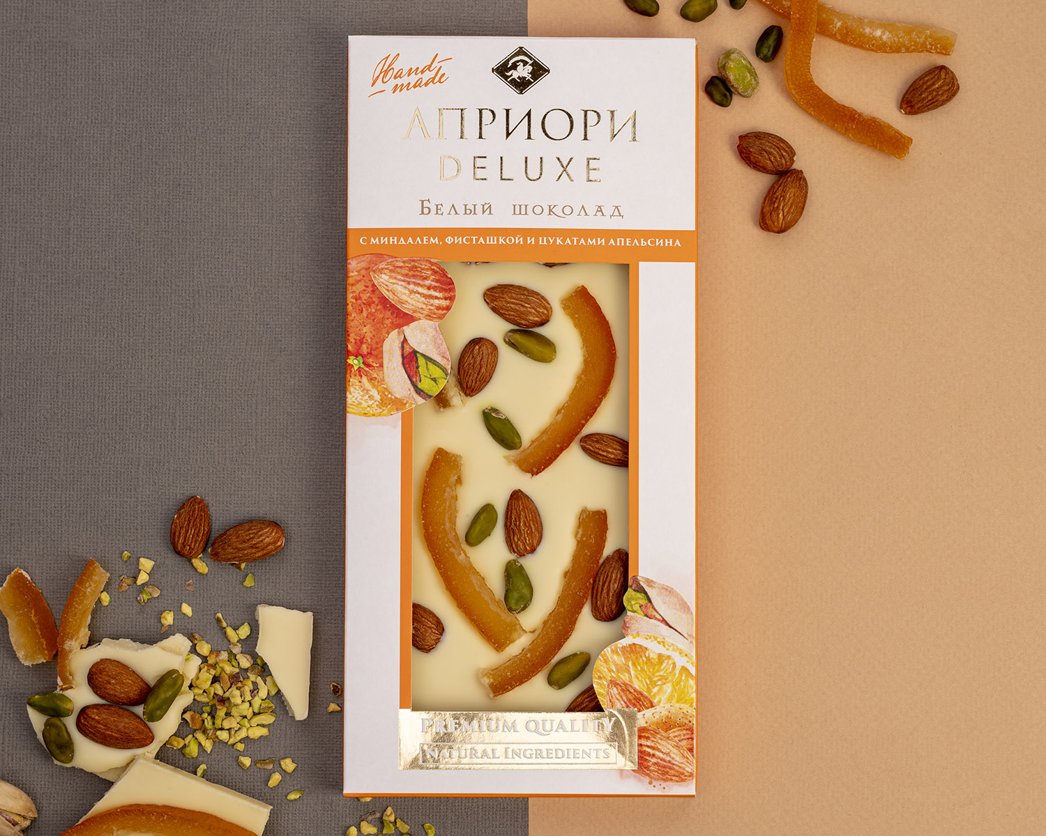                          APRIORI ШРР 85г БШ с миндалем, фисташкой и цукатами апельсина