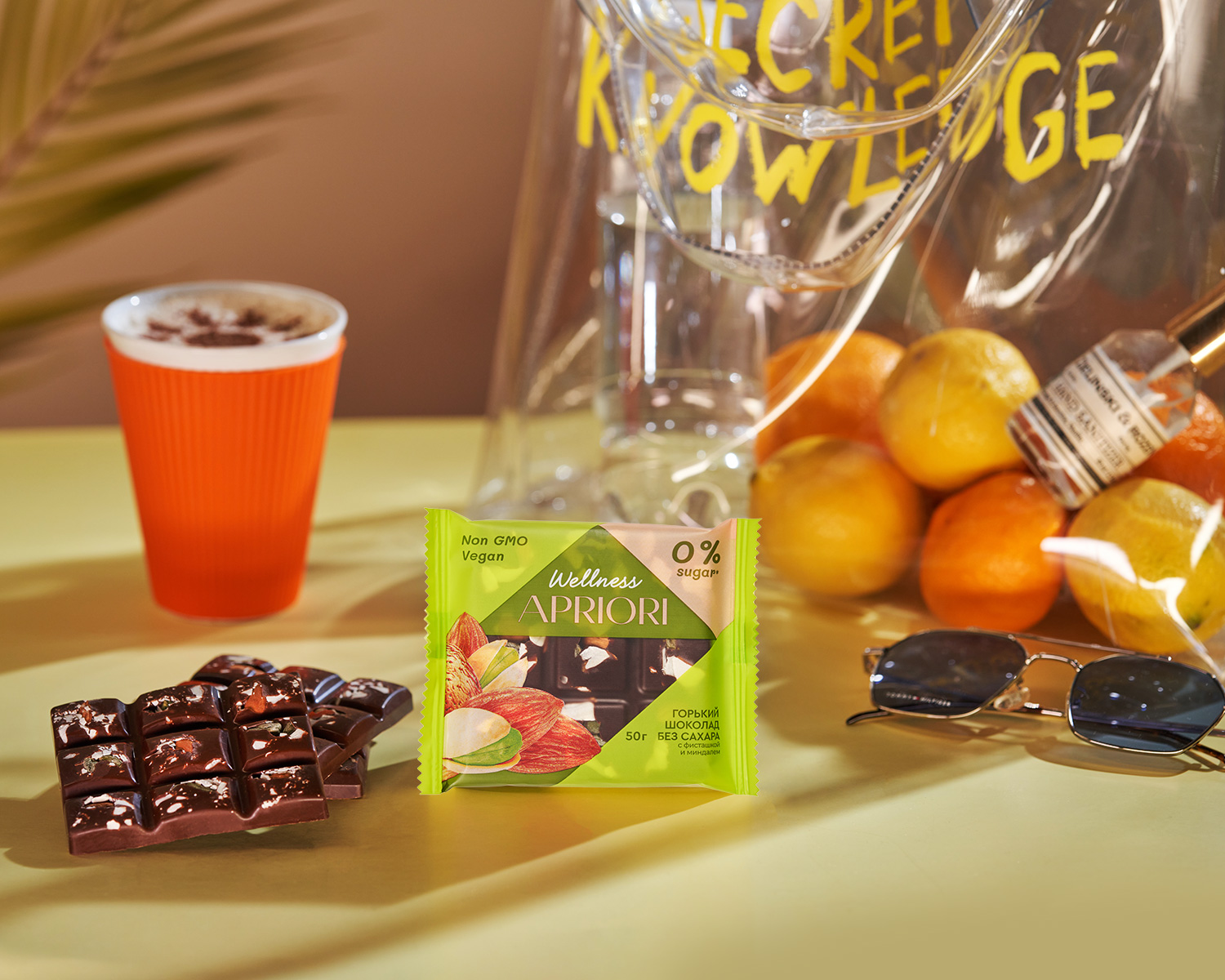                          Бокс из 13 плиток APRIORI Wellness  Шок плитка горькая без сахара с миндалем и фисташкой, 650г