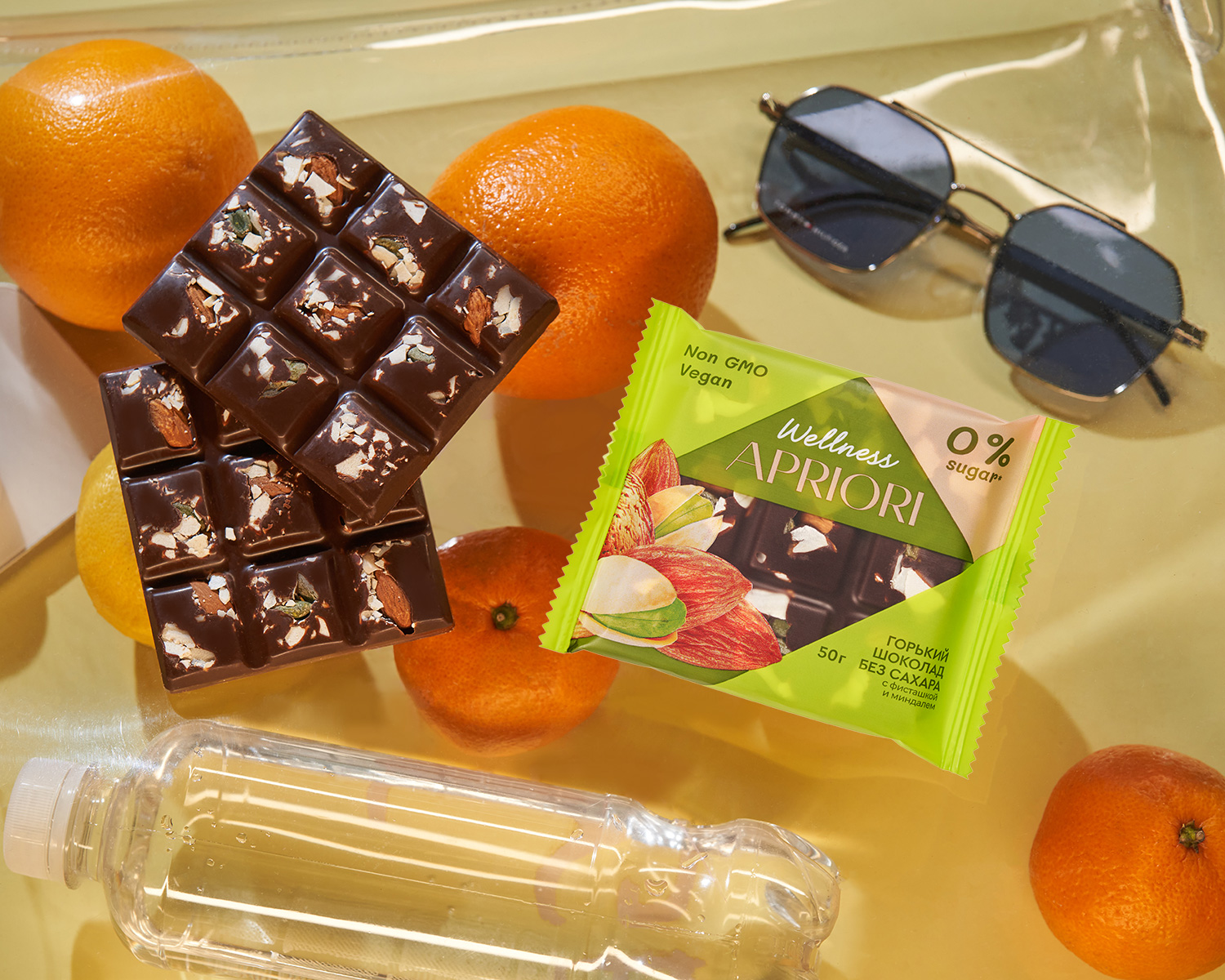                          Бокс из 13 плиток APRIORI Wellness  Шок плитка горькая без сахара с миндалем и фисташкой, 650г