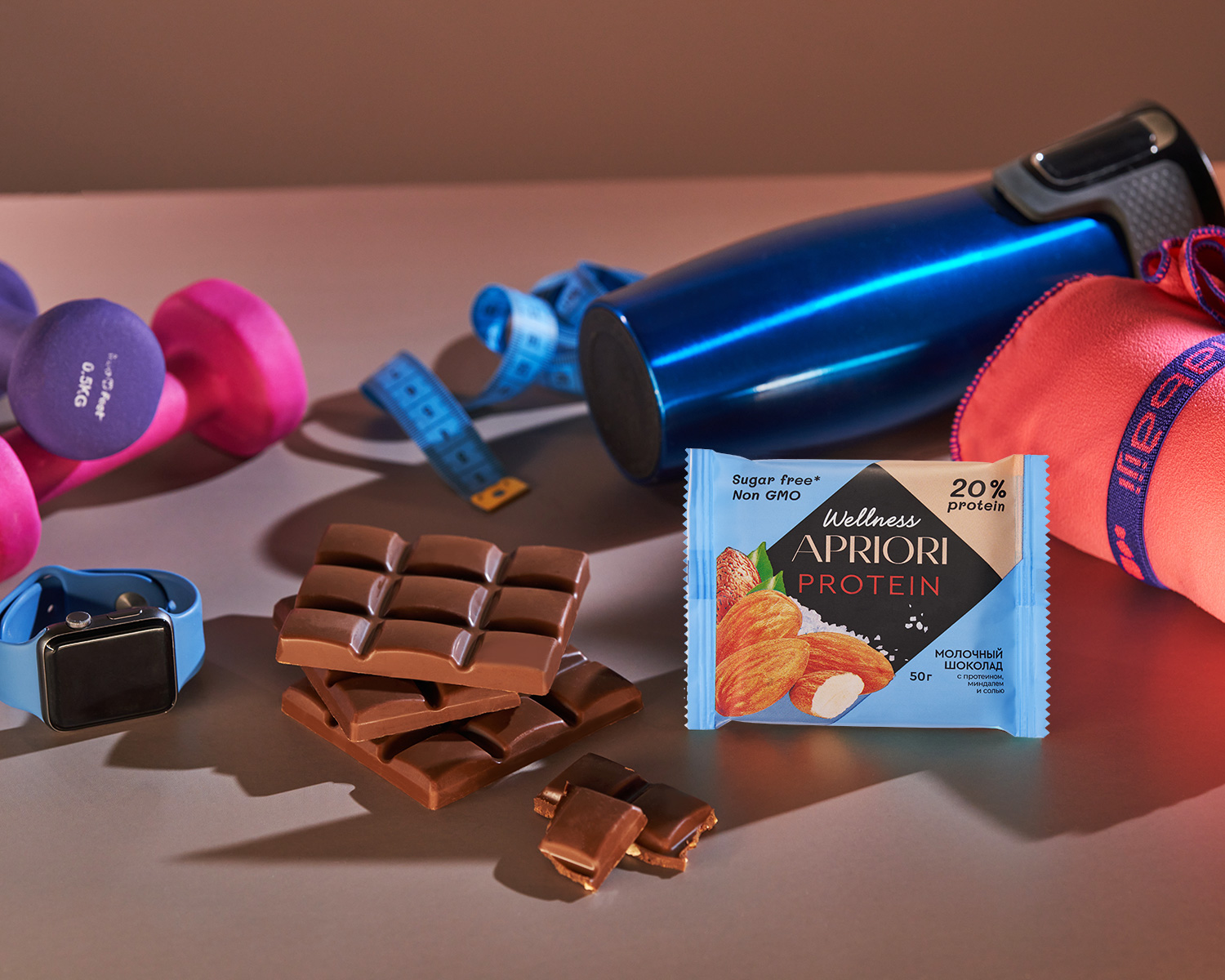                          Бокс из 13 плиток APRIORI Wellness  Шок плитка молочная с протеином, миндалем и солью, 650г