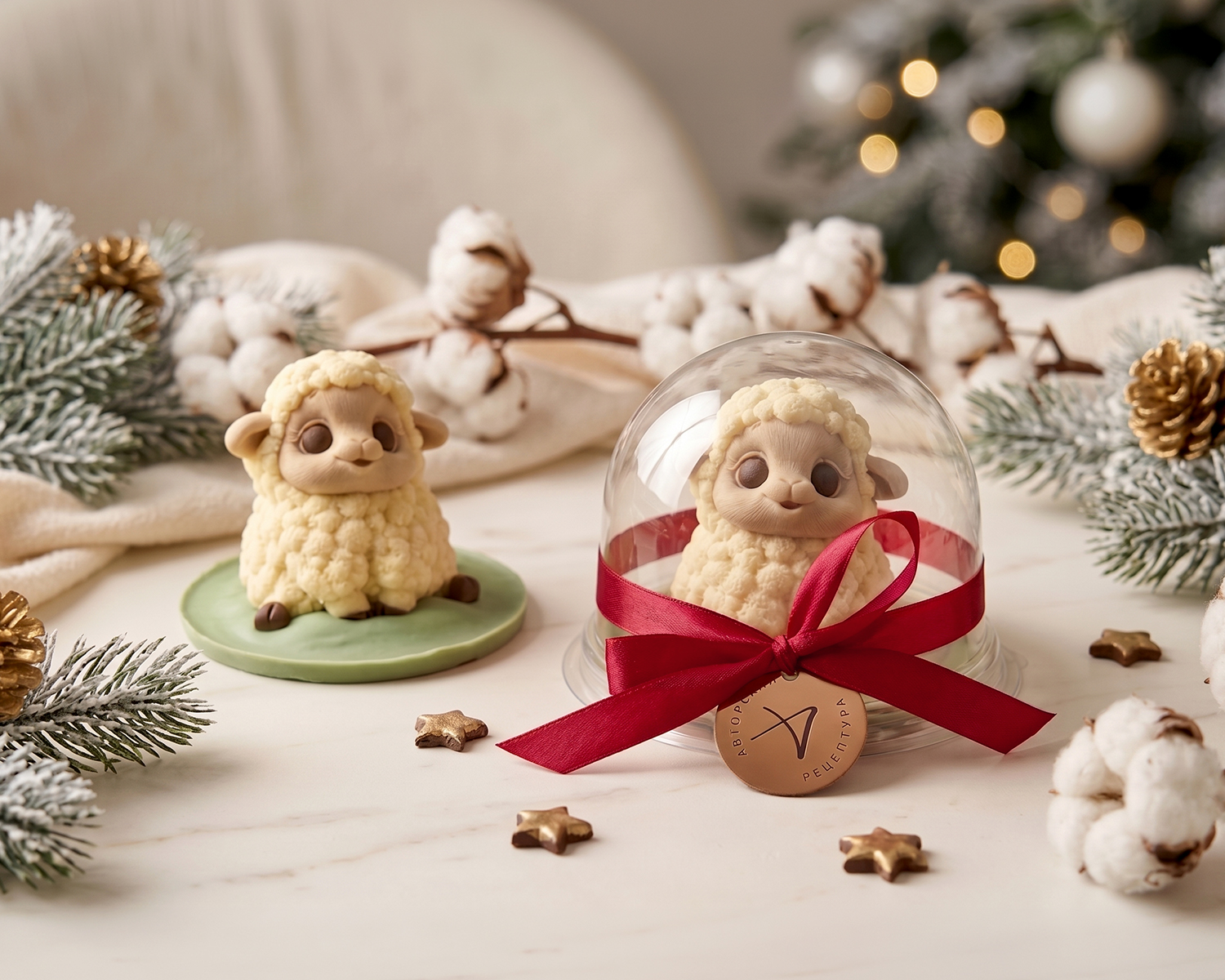                          Шоколадная фигура из белого шоколада "Овечка"