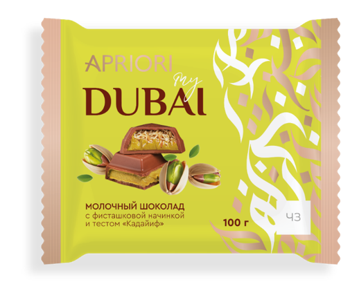                          Молочный шоколад с фисташков.начинкой MyDubai,100г